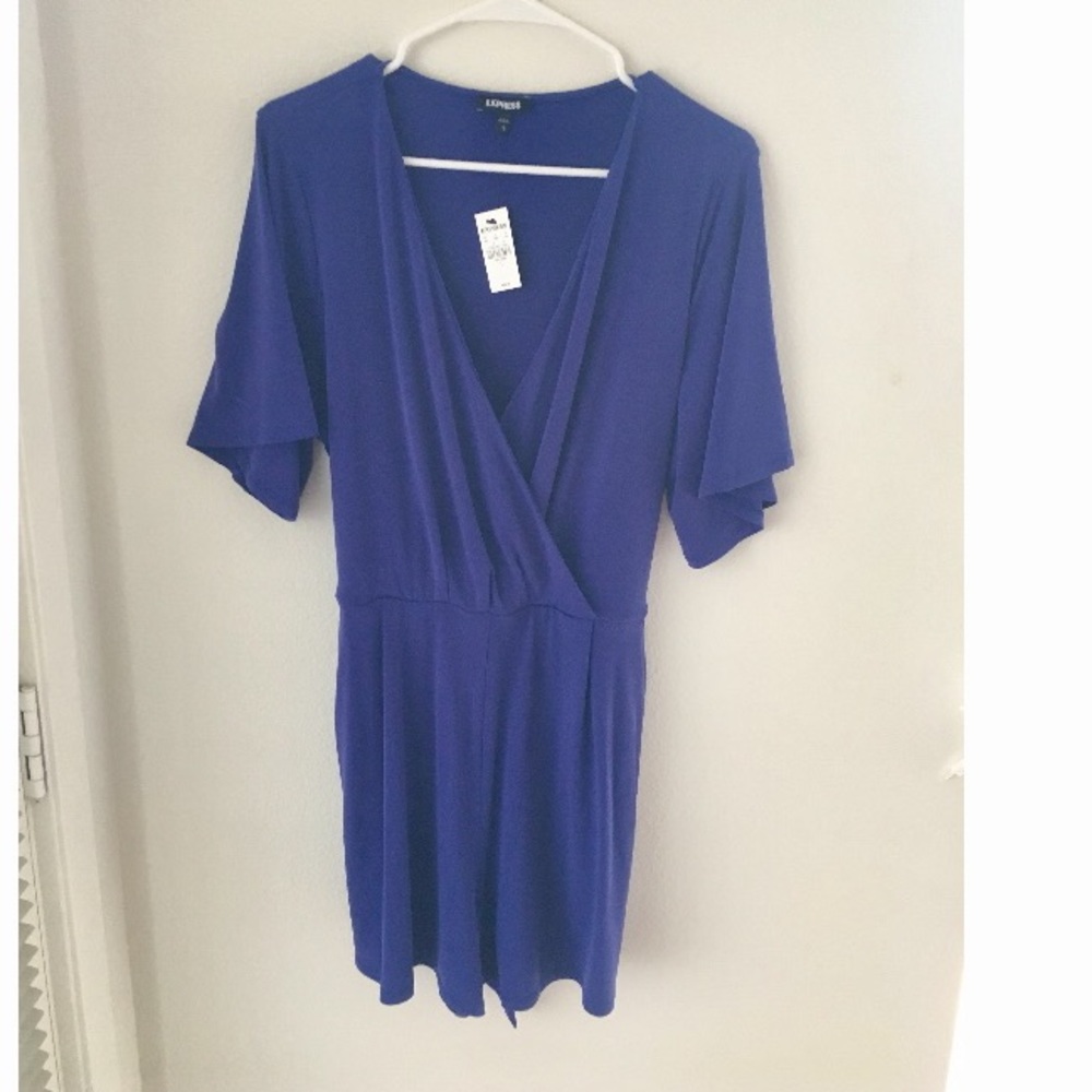 Express Purple short sleeve Tie Waist Romper